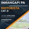 Apostila Motorista Cat D Pref Inhangapi PA 2022