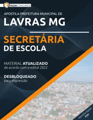 Apostila Secretária de Escola Concurso Pref Lavras MG 2022