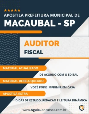 Apostila Pref Macaubal SP 2022 Auditor Fiscal