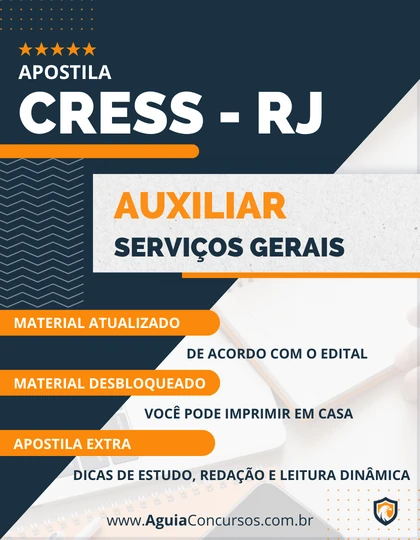 Apostila Concurso CRESS RJ 2022 Auxiliar de Serviços Gerais