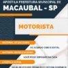 Apostila Concurso Pref Macaubal SP 2022 Motorista