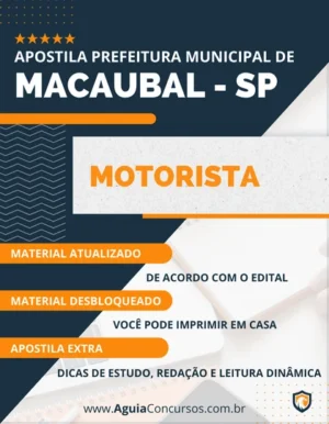 Apostila Concurso Pref Macaubal SP 2022 Motorista