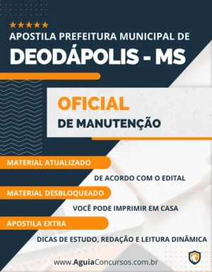 Apostila Pref Deodápolis MS 2022 Oficial de Manutenção