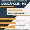 Apostila Pref Deodápolis MS 2022 Operador Escavadeira Hidráulica