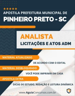 Apostila Pref Pinheiro Preto SC 2022 Analista Licitações