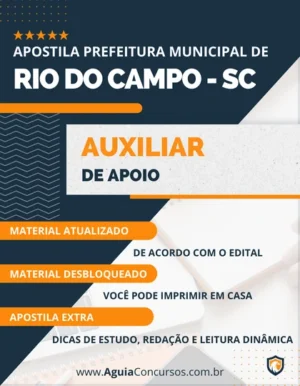 Apostila Pref Rio do Campo SC 2022 Auxiliar de Apoio