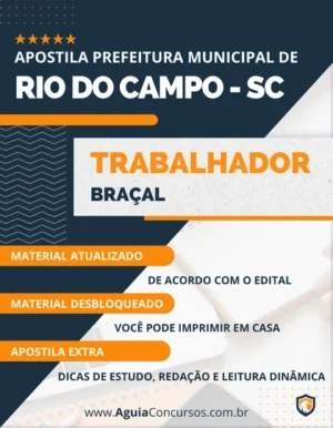 Apostila Pref Rio do Campo SC 2022 Trabalhador Braçal