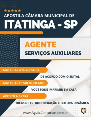 Apostila Câmara Itatinga SP 2023 Agente Serviços Auxiliares