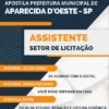 Apostila Pref Aparecida D'Oeste SP 2023 Assistente Setor Licitação