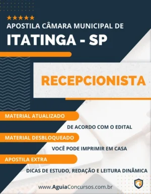 Apostila Concurso Câmara Itatinga SP 2023 Recepcionista