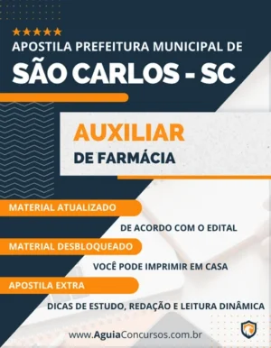 Apostila Auxiliar de Farmácia Concurso Pref São Carlos SC 2023