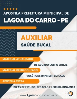 Apostila Auxiliar Saúde Bucal Pref Lagoa do Carro PE 2023