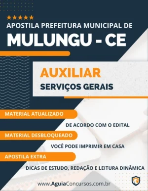 Apostila Auxiliar Serviços Gerais Pref Mulungu CE 2023