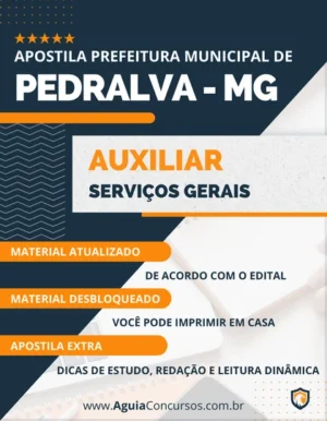 Apostila Auxiliar Serviços Gerais Pref Pedralva MG 2023