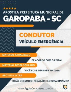 Apostila Condutor Veículo Urgência Pref Garopaba SC 2023
