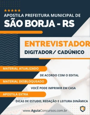 Apostila Entrevistador Digitador CadÚnico Pref São Borja RS 2023