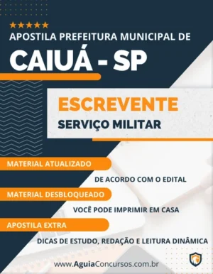 Apostila Escrevente Junta Militar Pref Caiuá SP 2023