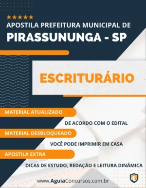 Apostila Escriturário Pref Pirassununga SP 2023