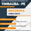 Apostila Motorista Ambulância Pref Timbaúba PE 2023