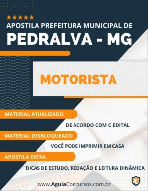 Apostila Motorista Prefeitura de Pedralva MG 2023