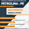 Apostila Motorista de Ônibus Pref Petrolina PE 2023