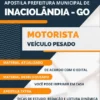 Apostila Motorista Veículo Pesado Pref Inaciolândia GO 2023