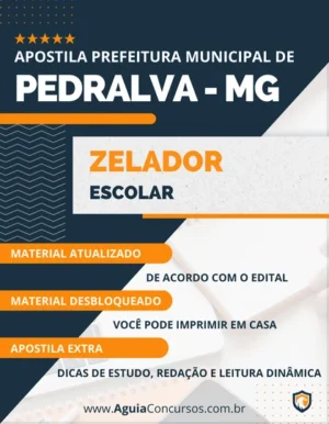 Apostila Zelador Escolar Pref Pedralva MG 2023