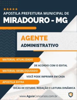 Apostila Agente Administrativo Pref Miradouro MG 2023
