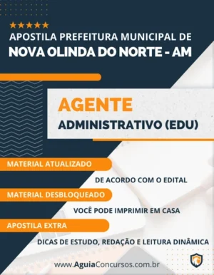 Apostila Agente Administrativo SEMED Nova Olinda do Norte AM 2023