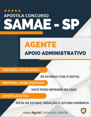 Apostila Agente Apoio Administrativo SAMAE SP 2023