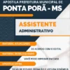 Apostila Assistente Administrativo Pref Ponta Porã MS 2023