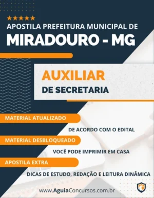 Apostila Auxiliar Secretaria Pref Miradouro MG 2023
