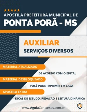 Apostila Auxiliar Serviços Diversos Pref Ponta Porã MS 2023