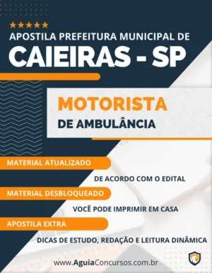 Apostila Motorista Ambulância Pref Caieiras SP 2023