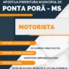 Apostila Motorista Concurso Pref Ponta Porã MS 2023