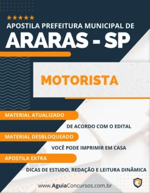 Apostila Motorista Concurso Pref Araras SP 2023