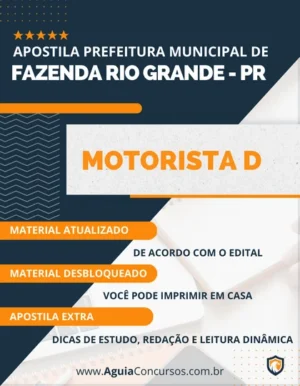 Apostila Motorista Concurso Pref Fazenda Rio Grande PR 2023
