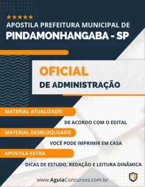 Apostila Oficial Administração Pref Pindamonhangaba SP 2023