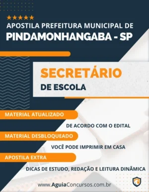 Apostila Secretário Escola Pref Pindamonhangaba SP 2023