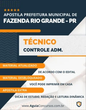 Apostila Técnico Controle Administrativo Pref Fazenda Rio Grande PR 2023