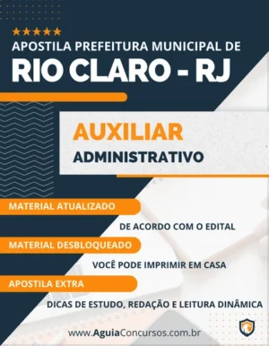 Apostila Auxiliar Administrativo Pref Rio Claro RJ 2023