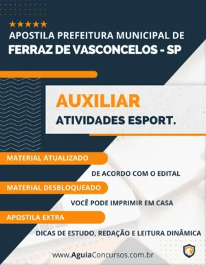 Apostila Auxiliar Atividades Esportivas Ferraz Vasconcelos SP 2023
