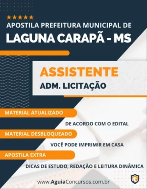 Apostila Assistente Administração Licitação Pref Laguna Carapã MS 2023