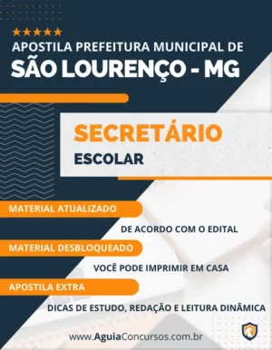 Apostila Secretário Escolar Pref São Lourenço MG 2023