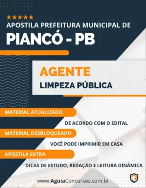 Apostila Agente Limpeza Pública Prefeitura Piancó PB 2024