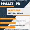 Apostila Auxiliar Serviços Gerais Prefeitura de Mallet PR 2024