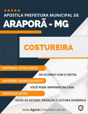 Apostila Costureira Concurso Prefeitura de Araporã MG 2024