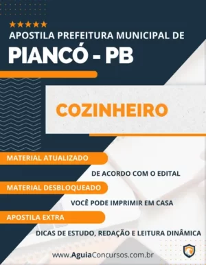 Apostila Cozinheiro Concurso Prefeitura Piancó PB 2024