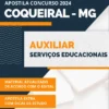 Apostila Auxiliar Serviços Educacionais Coqueiral MG 2024